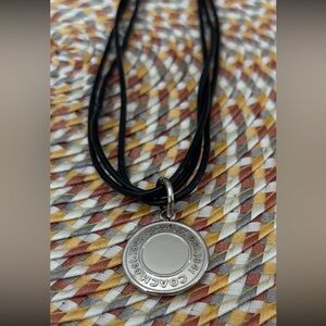 Vintage Coach 1941 Silver Metal Charm Hang On A Leather String Y2K